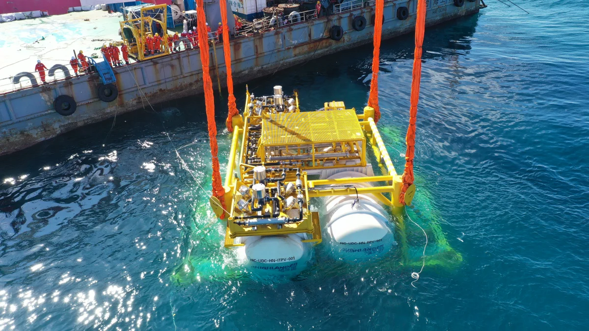 Commercial underwater data centre capsule being deployed off the coast of Shanghai