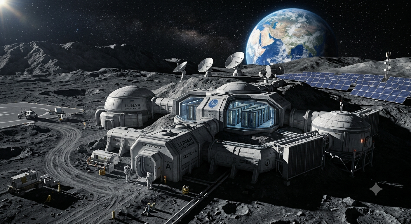 Concept render of a lunar base at the south pole