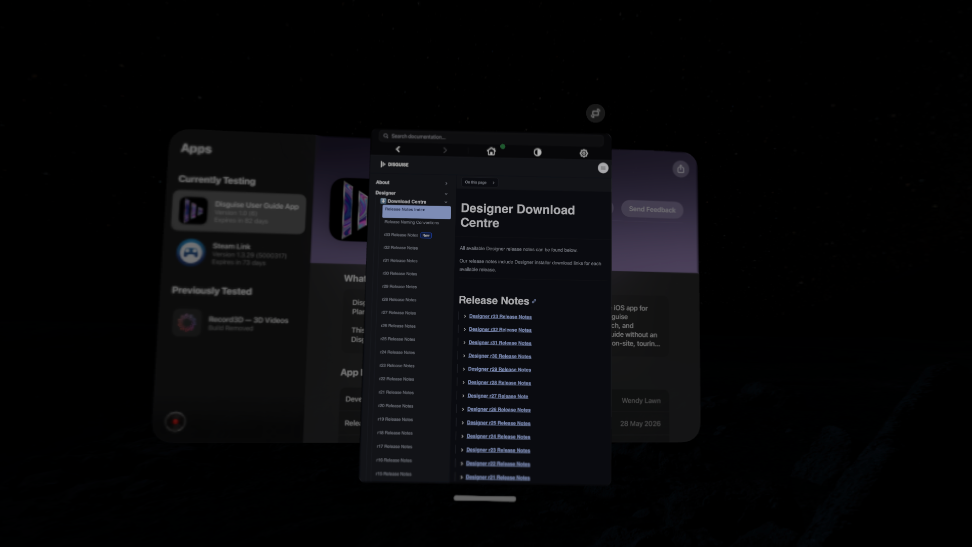 Disguise User Guide App — Portrait view
