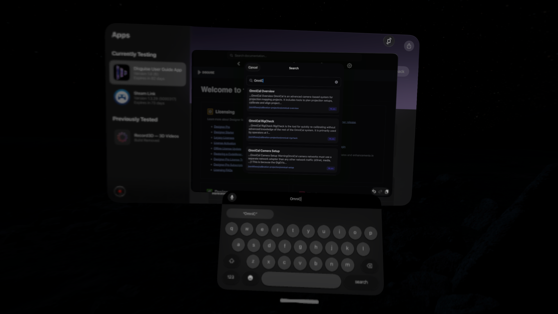 Disguise User Guide App — Search